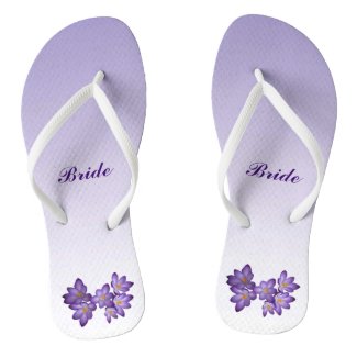 Purple Floral Wedding Bridal Flip Flops