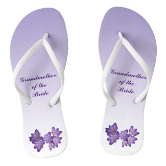 Purple Floral Wedding Grandmother Bride Flip Flops