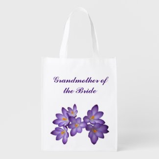 Purple Floral Wedding Grandmother of the Bride Grocery Bag