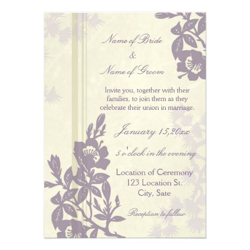 Purple Floral Wedding Invitation Card