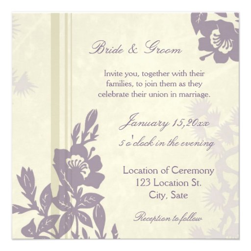 Purple Floral Wedding Invitation Card