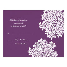 Purple Floral Wedding RSVP Invitations