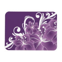 Purple Floral White Scrolls Flexible Magnet