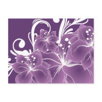 Purple Floral White Scrolls Postcard
