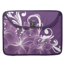Purple Floral White Scrolls Sleeves For MacBooks