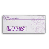 Purple Flourish #10 Envelopes with Windows envelopes
