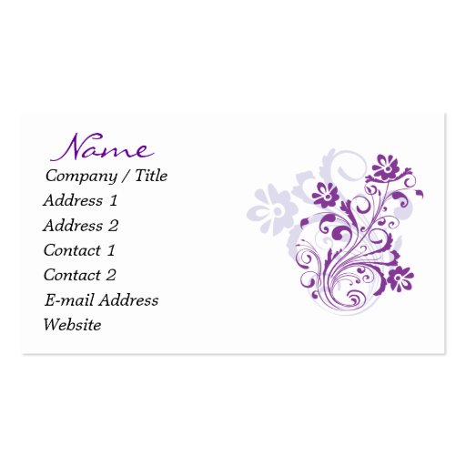 Purple Flourish Business Cards (front side)