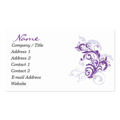 Purple Flourish Business Cards (front side)