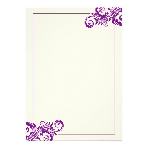 Purple Flourish Vertical Wedding Invitation