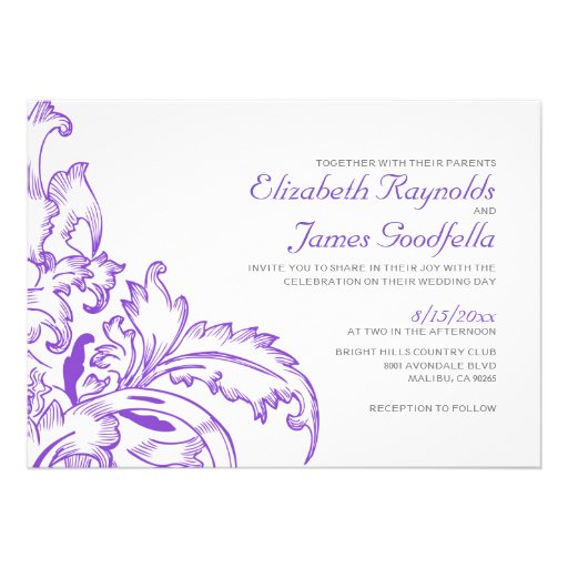 Purple Flourish Wedding Invitations