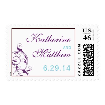 Purple Flourish Wedding Stamp