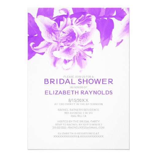 Purple Flower Bridal Shower Invitations