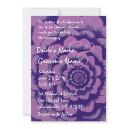 PURPLE Flower Contemporary Wedding I invitation