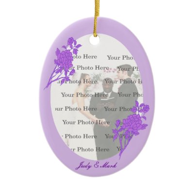 Purple Flower Custom Oval Ornament