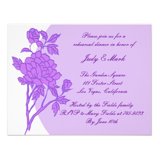 Purple Flower Custom Rehearsal Dinner Invitation