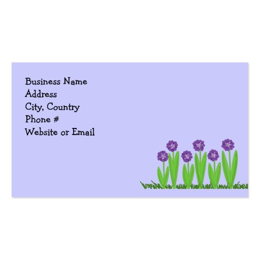 Purple Flower Garden Business Cards (back side)