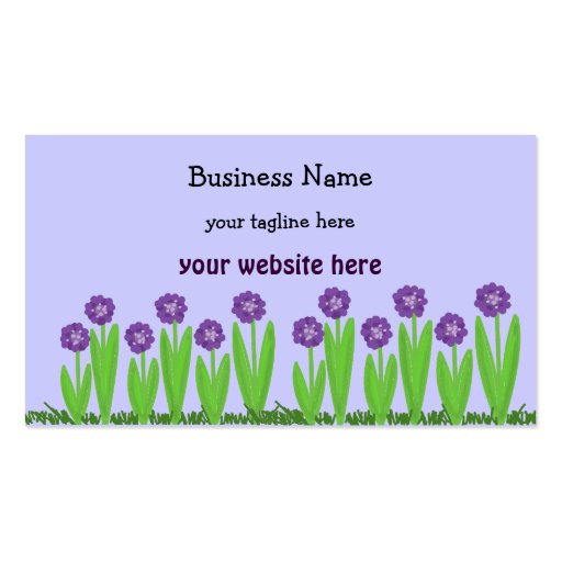 Purple Flower Garden Business Cards (front side)