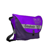 Purple Flower Heart Cute custom name messenger bag messenger bags