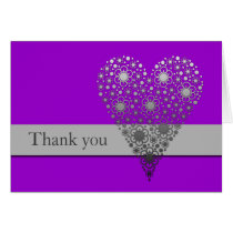 Purple Flower Heart Thank you card cards
