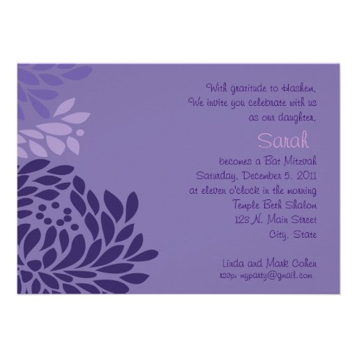 Purple flower invitation