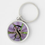 Purple Flower Monogram Keychain