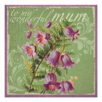 Purple flower mother's day card invitations