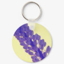 Purple Flower on Yellow Keychain keychain