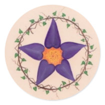 Purple Flower Pentagram stickers by Willows1028 Purple Flower Pentagram stickers