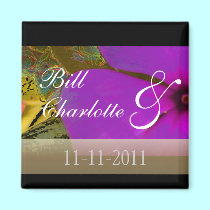 Purple Flower Save The Date magnets