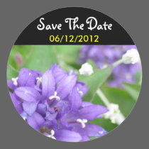 Purple Flower Save The Date Wedding Sticker