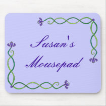 Purple Flower Vine mousepads by DobbyQuiltElf Purple Flower Vine mousepads
