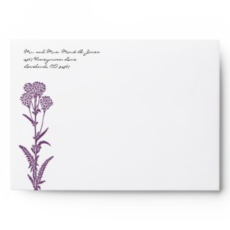 Purple Flower Wedding Envelopes envelope