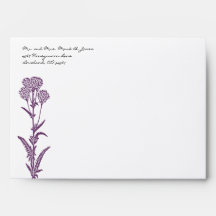 Purple Flower  Wedding Envelopes