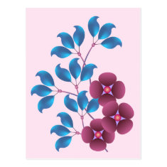 Purple Flowers and Blue Leaves Postcards