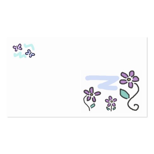 Purple Flowers and Butterflies Business Card (front side)