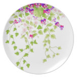 Purple Flowers and Hanging Leaves plates