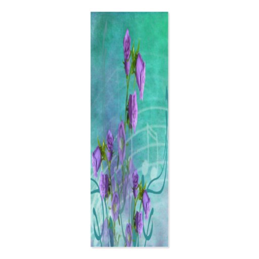 Purple Flowers and Musical Notes Bookmark Business Cards (front side)
