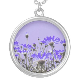 Purple Flowers Art Necklace