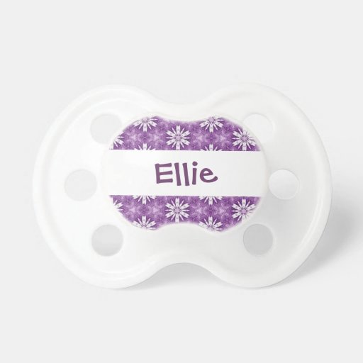 Purple Flowers Baby Girl Custom Name P601 Pacifier Zazzle