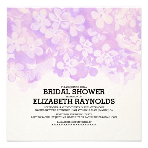 Purple Flowers Bridal Shower Invitations