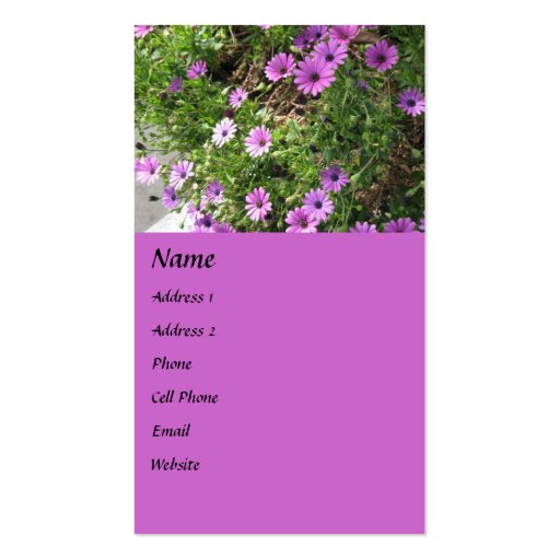 purple flowers business cards (front side)
