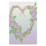 Purple Flowers Grapevine Wreath Personalized Stationery