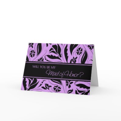 Purple Flowers Maid of Honor Invitation Card