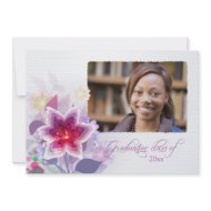 Purple flowers photo graduation party announcement zazzle_invitation