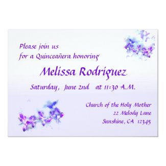 Purple Flowers Quinceanera 5x7 Paper Invitation Card
