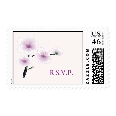 Purple Flowers R.S.V.P. Stamp