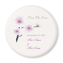 Purple Flowers Save The Date - Customized magnets