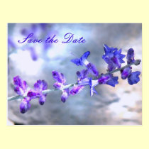 Purple Flowers Save the Date postcards