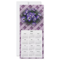 Purple Flowers Telephone and Calender card Custom Rack Card