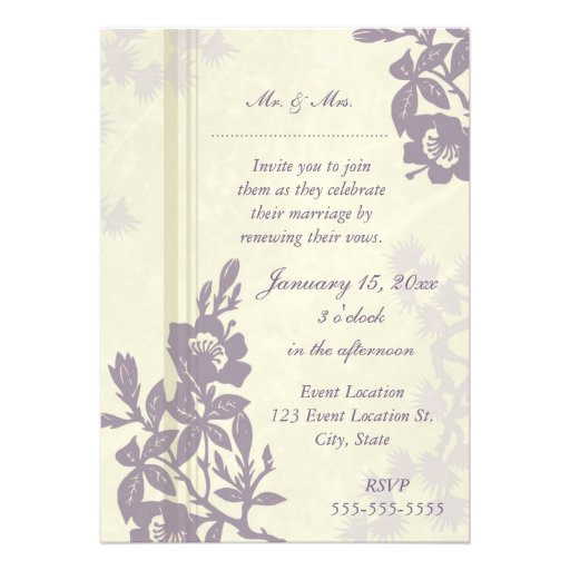 Purple Flowers Wedding Vow Renewal Invitations